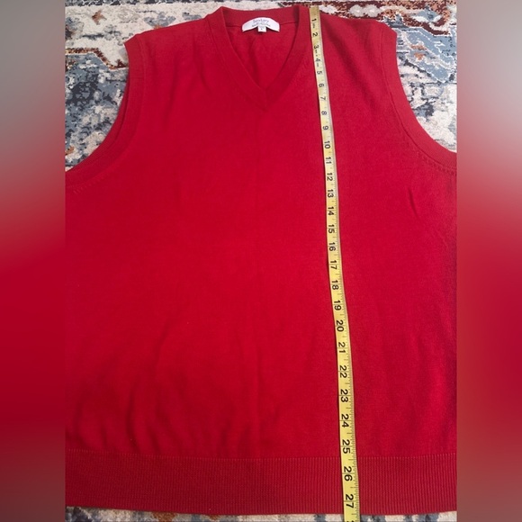 Turnbury Mens Sz Large Sweater Vest 100% Extra Fine Merino Wool Red Knit - Picture 6 of 6